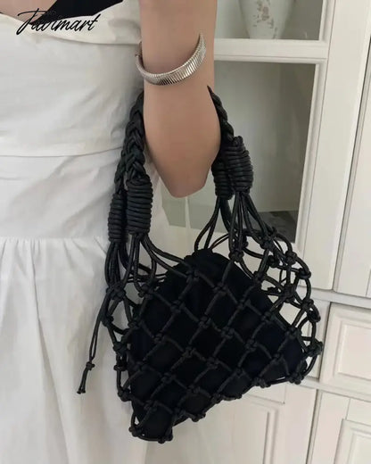 Handmade Weaves Handbags For Women Designer Luxury Retro Hollow Out Crochet Rope Woven Fishnet Bags Beach Mesh Tote Purses Small