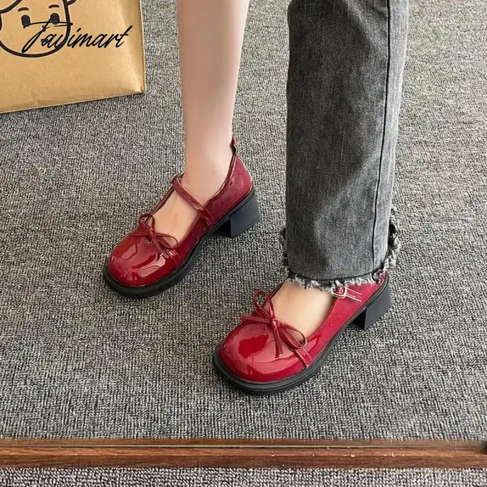 High Heel Leather Shoes Sandals Ladies Shallow Mouth Mary Jane Round Toe Branded Pumps Women's Sneakers on Thick Soles All-