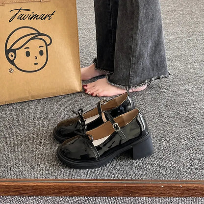 High Heel Leather Shoes Sandals Ladies Shallow Mouth Mary Jane Round Toe Branded Pumps Women's Sneakers on Thick Soles All-