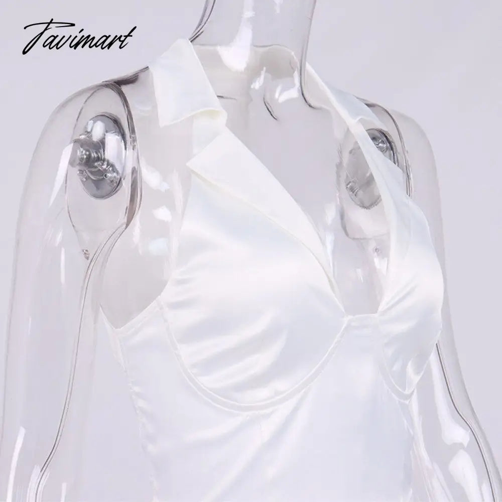 High Quality Summer Crop Top Women Sexy Top White Blouse Women V Neck Casual Top Double Layer Satin Top