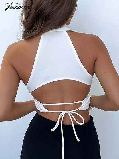 High Quality Summer Crop Top Women Sexy Top White Blouse Women V Neck Casual Top Double Layer Satin Top