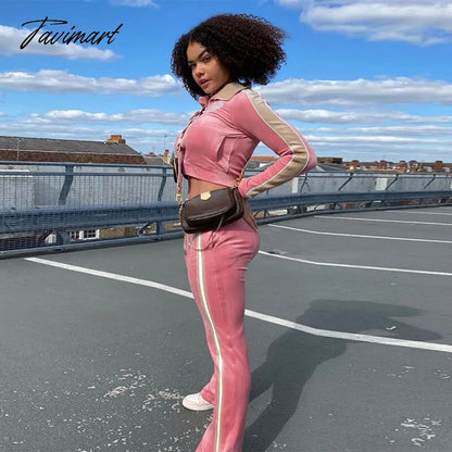 High Quality Winter Velvet Crop Jacket and Tracksuit Joggers Two Piece Set Green Jogging Suits for Women