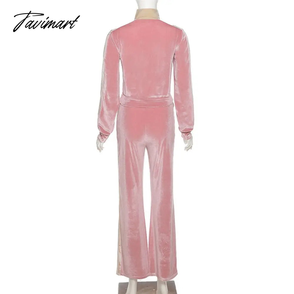 High Quality Winter Velvet Crop Jacket and Tracksuit Joggers Two Piece Set Green Jogging Suits for Women