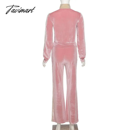 High Quality Winter Velvet Crop Jacket and Tracksuit Joggers Two Piece Set Green Jogging Suits for Women