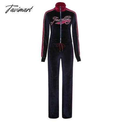 High Quality Winter Velvet Crop Jacket and Tracksuit Joggers Two Piece Set Green Jogging Suits for Women