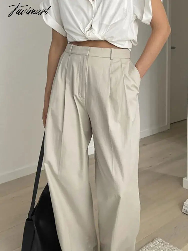 High-waisted Wide Leg Pants Women Trousers Summer New Pantalones De Mujer Solid Color French Temperament Commuting Versatile