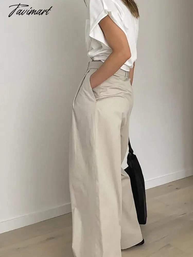 High-waisted Wide Leg Pants Women Trousers Summer New Pantalones De Mujer Solid Color French Temperament Commuting Versatile