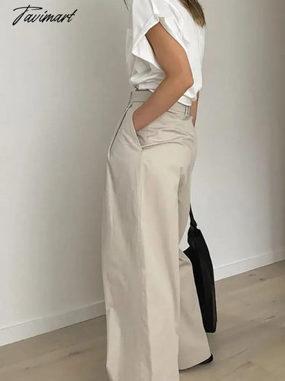 High-waisted Wide Leg Pants Women Trousers Summer New Pantalones De Mujer Solid Color French Temperament Commuting Versatile
