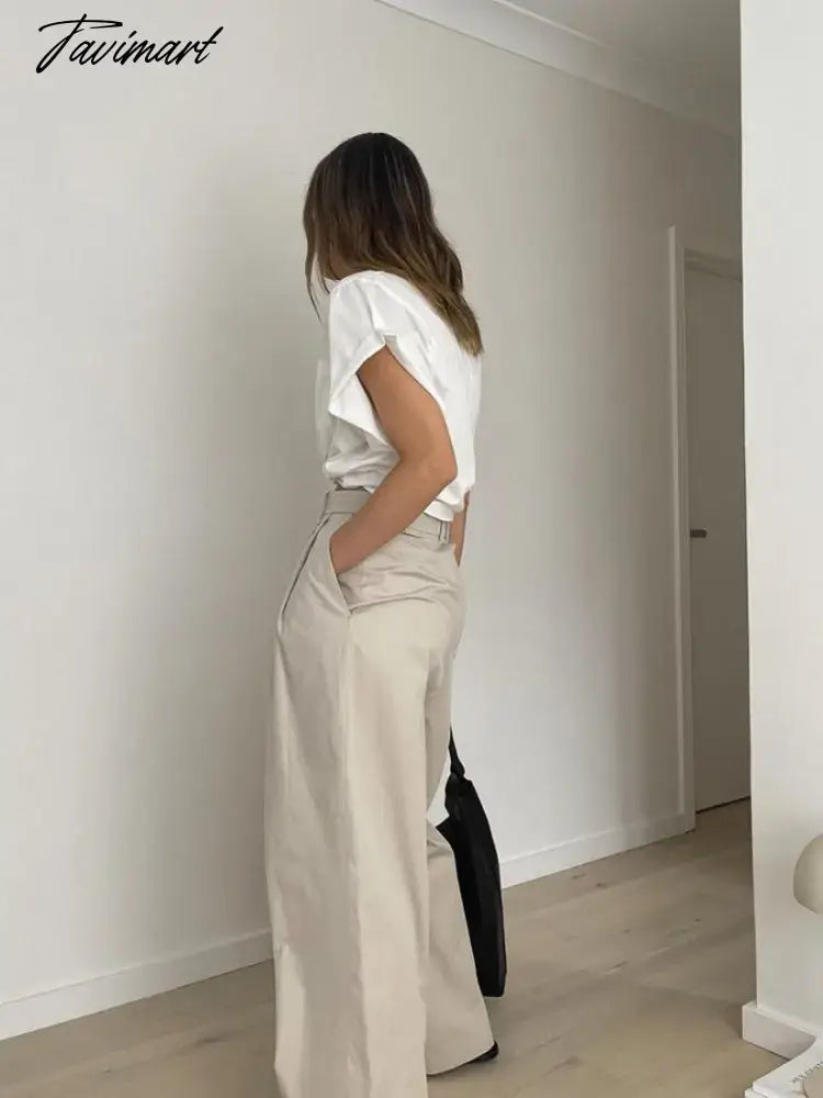 High-waisted Wide Leg Pants Women Trousers Summer New Pantalones De Mujer Solid Color French Temperament Commuting Versatile