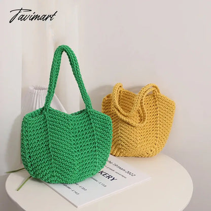 Holiday Beach Woven Shoulder Bags Vacation Handmade Knitting Totes Women High-capacity Sweet Handbag New Bolsa Сумка