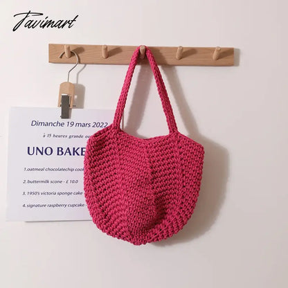 Holiday Beach Woven Shoulder Bags Vacation Handmade Knitting Totes Women High-capacity Sweet Handbag New Bolsa Сумка