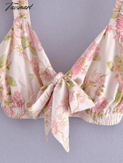 Indie Folk Bohemian Vintage Floral Print Camisole Tanl And High Waist Midi SkirtsTops Sets Women