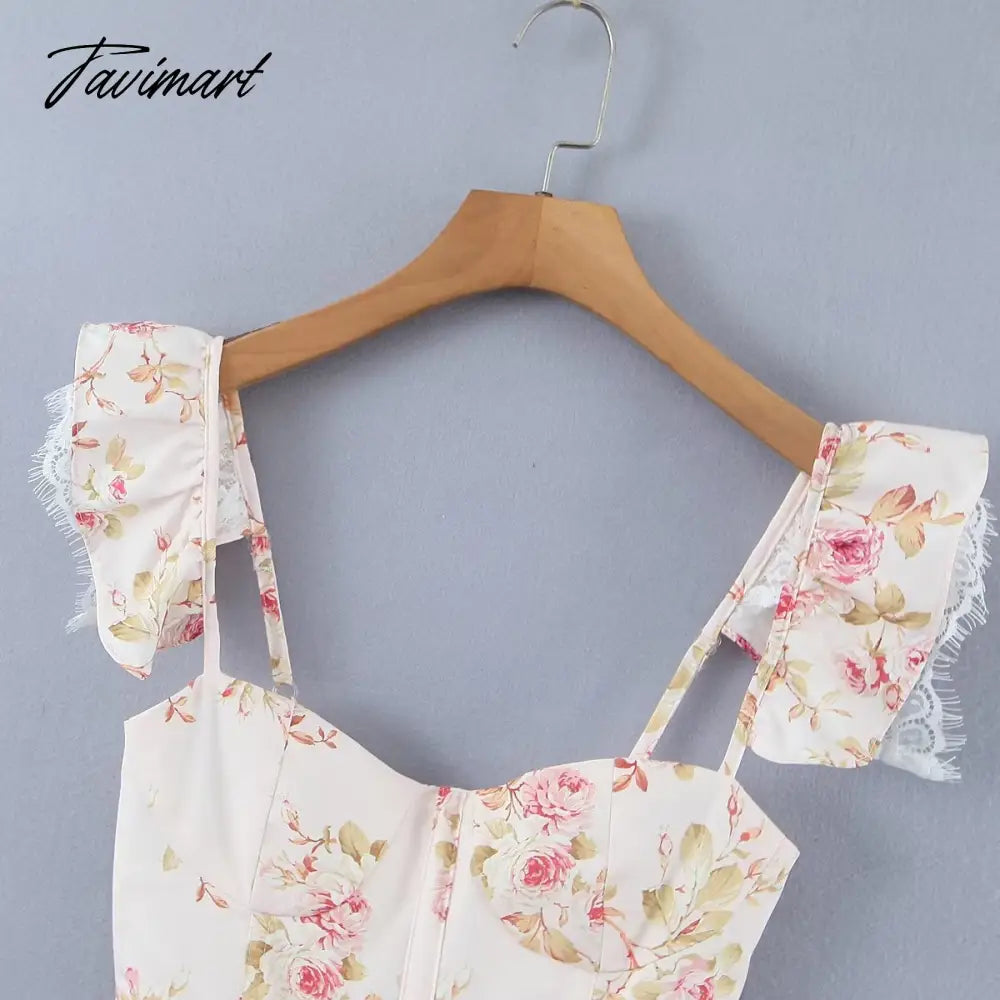 Ins Fashion Sexy Blouse Women Blogger Lace Splicing Square Collar Floral Shirt