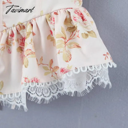Ins Fashion Sexy Blouse Women Blogger Lace Splicing Square Collar Floral Shirt