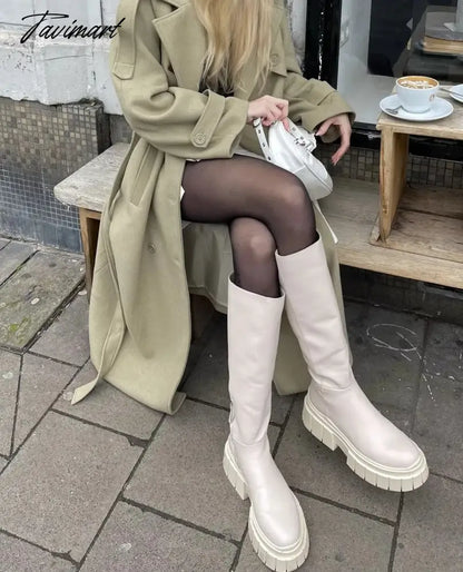 Ins Fashion Trench Coat Overcoat Women Blogger Vintage Loose Ligh Green Long Jacket