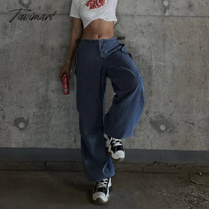 ins street retro blue high waist loose drape floor mopping jeans autumn versatile slim wide leg casual trousers Y2 women's cloth