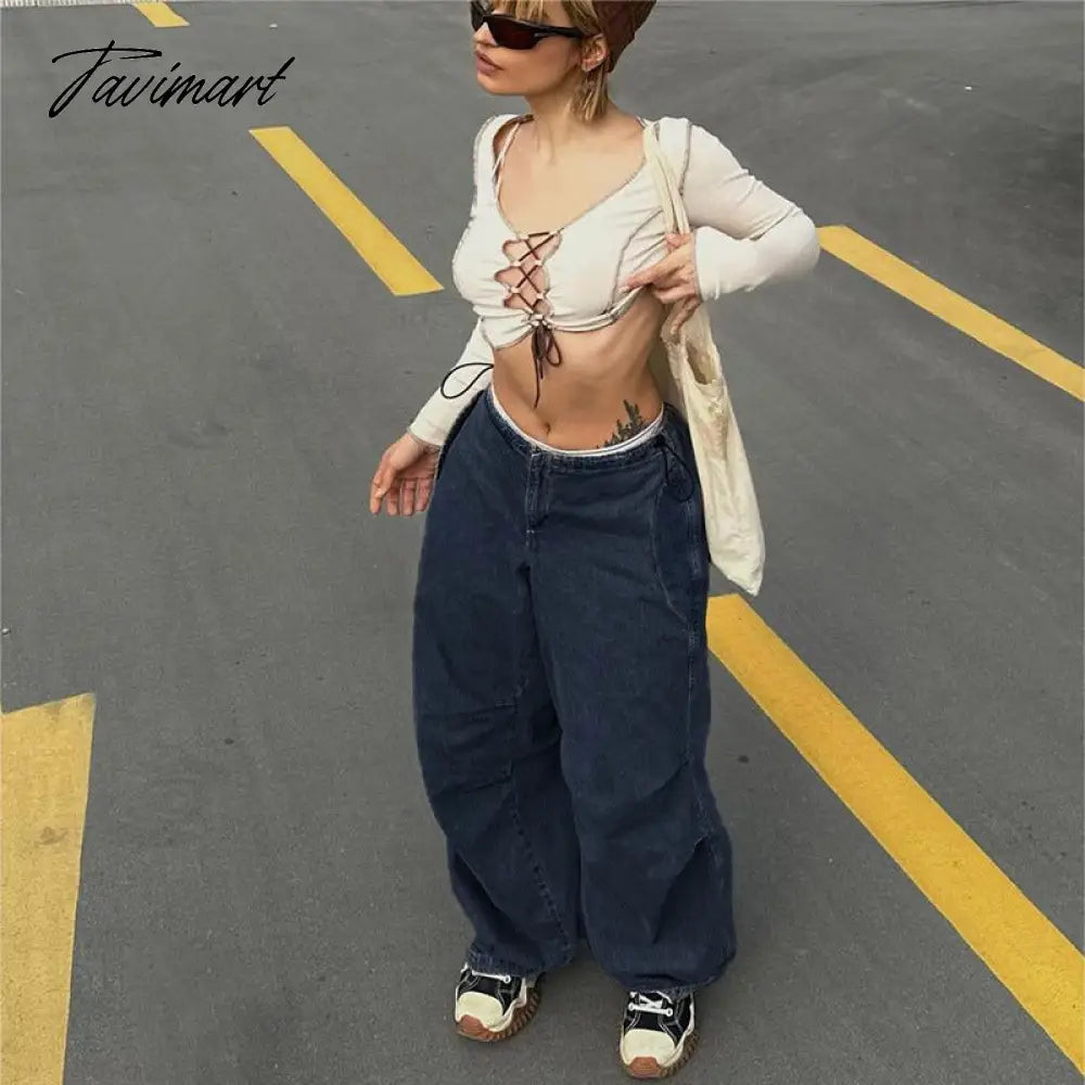 ins street retro blue high waist loose drape floor mopping jeans autumn versatile slim wide leg casual trousers Y2 women's cloth