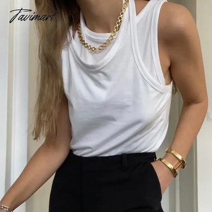 Irregular Solid Color Tank Tops Women 2024 New Summer Chic Simple O-neck Sleeveless Tops Vest Casual Fashion Camisole Female