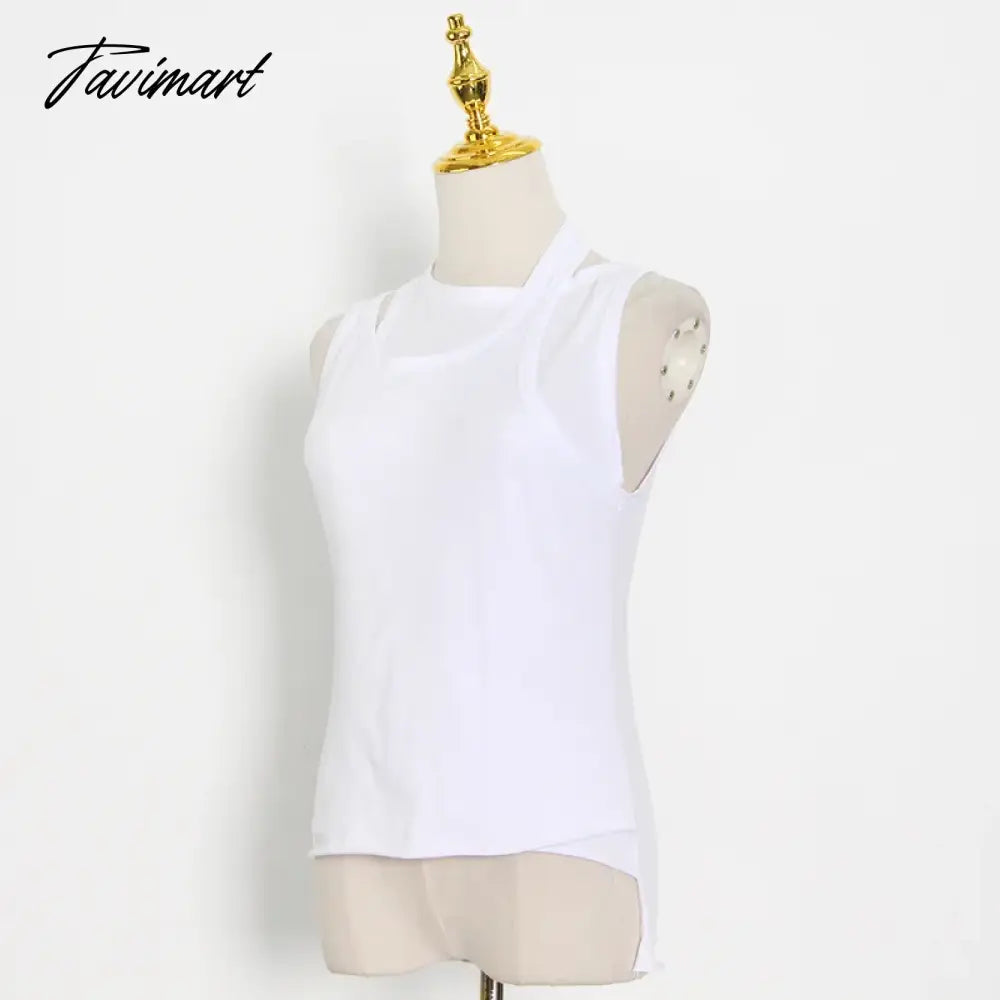 Irregular Solid Color Tank Tops Women 2024 New Summer Chic Simple O-neck Sleeveless Tops Vest Casual Fashion Camisole Female