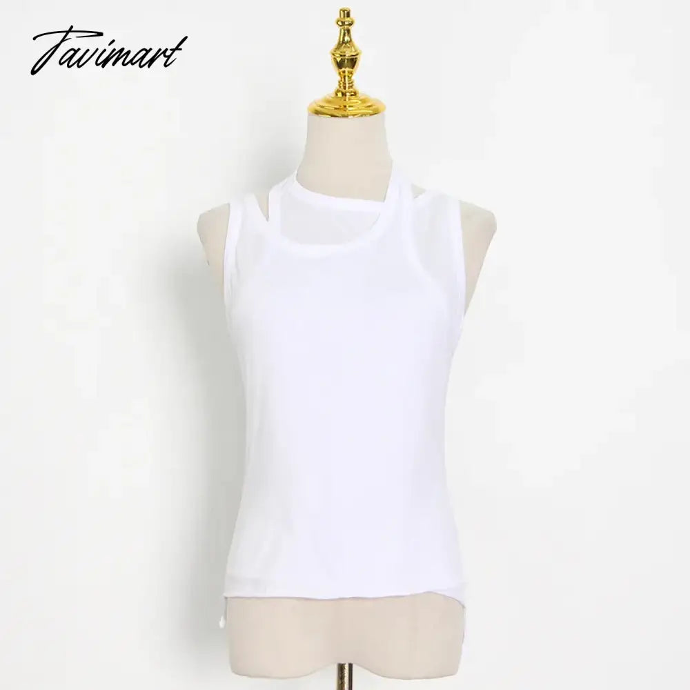 Irregular Solid Color Tank Tops Women 2024 New Summer Chic Simple O-neck Sleeveless Tops Vest Casual Fashion Camisole Female