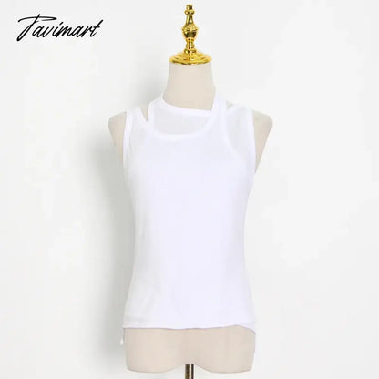 Irregular Solid Color Tank Tops Women 2024 New Summer Chic Simple O-neck Sleeveless Tops Vest Casual Fashion Camisole Female