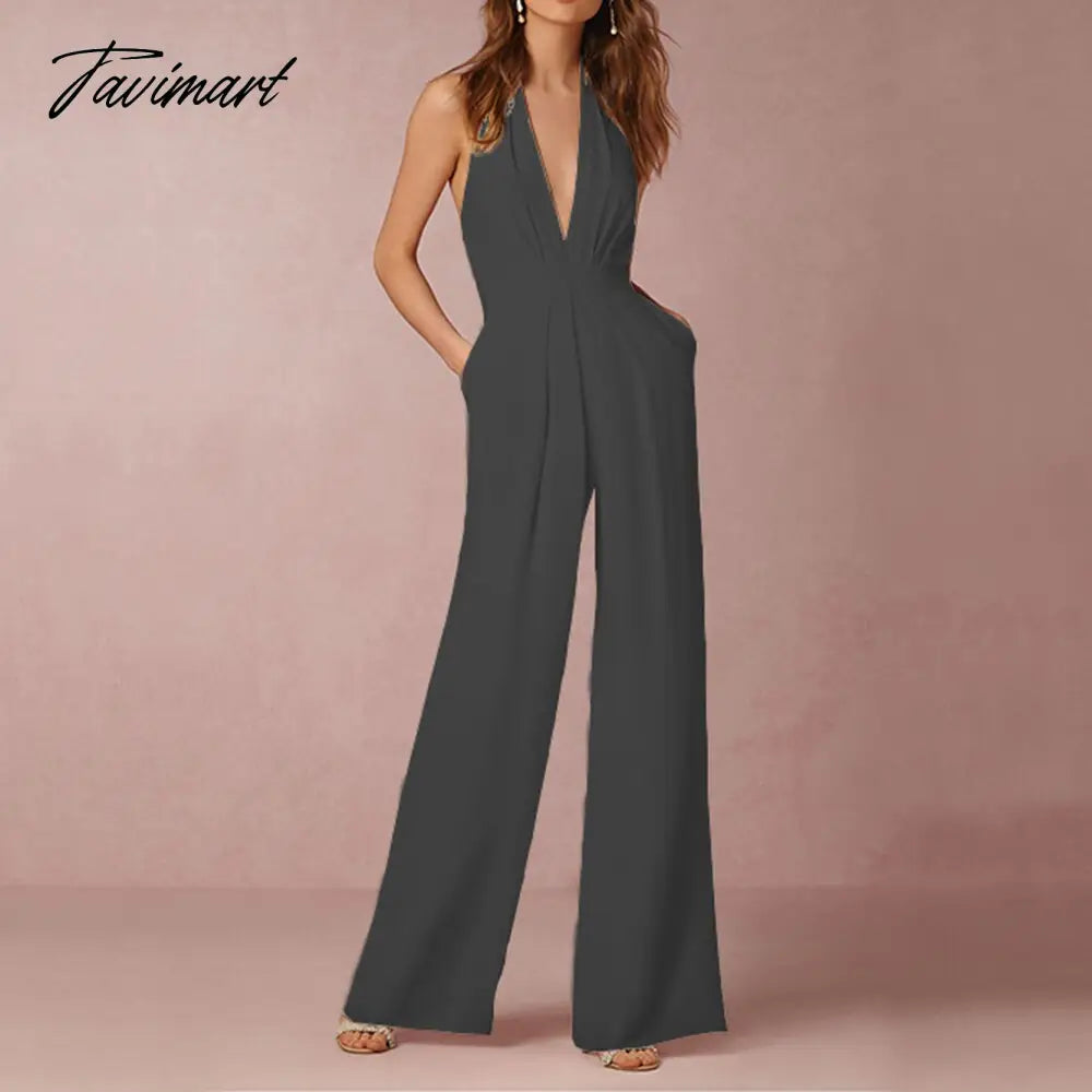 Jumpsuit Women Sexy Polyester White Backless Wide Led Pants Clothing Sleeveless Elegant Female Summ Overalls Rompers