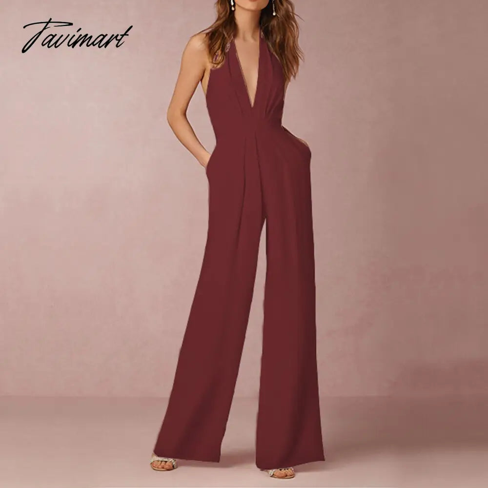 Jumpsuit Women Sexy Polyester White Backless Wide Led Pants Clothing Sleeveless Elegant Female Summ Overalls Rompers