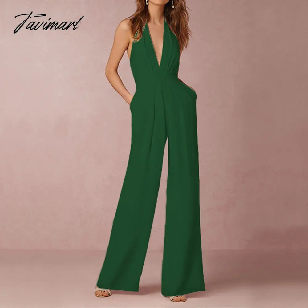 Jumpsuit Women Sexy Polyester White Backless Wide Led Pants Clothing Sleeveless Elegant Female Summ Overalls Rompers