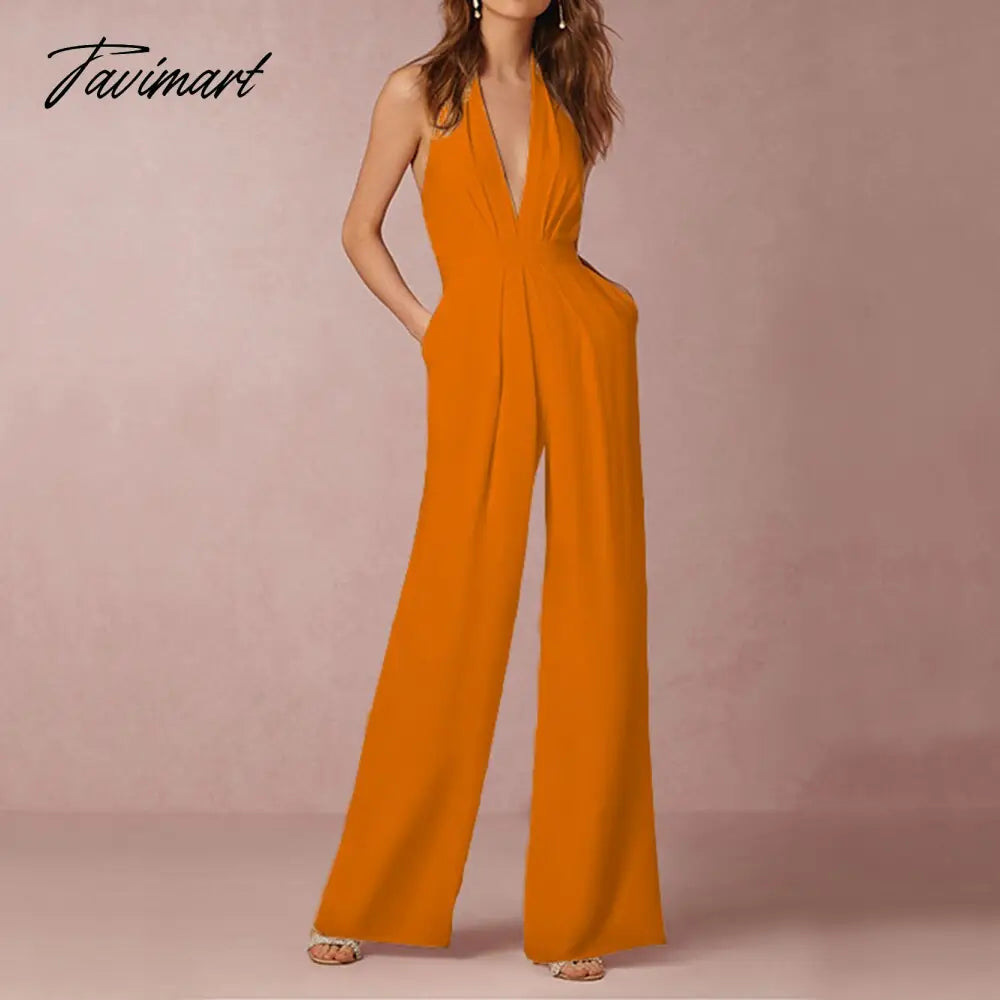 Jumpsuit Women Sexy Polyester White Backless Wide Led Pants Clothing Sleeveless Elegant Female Summ Overalls Rompers