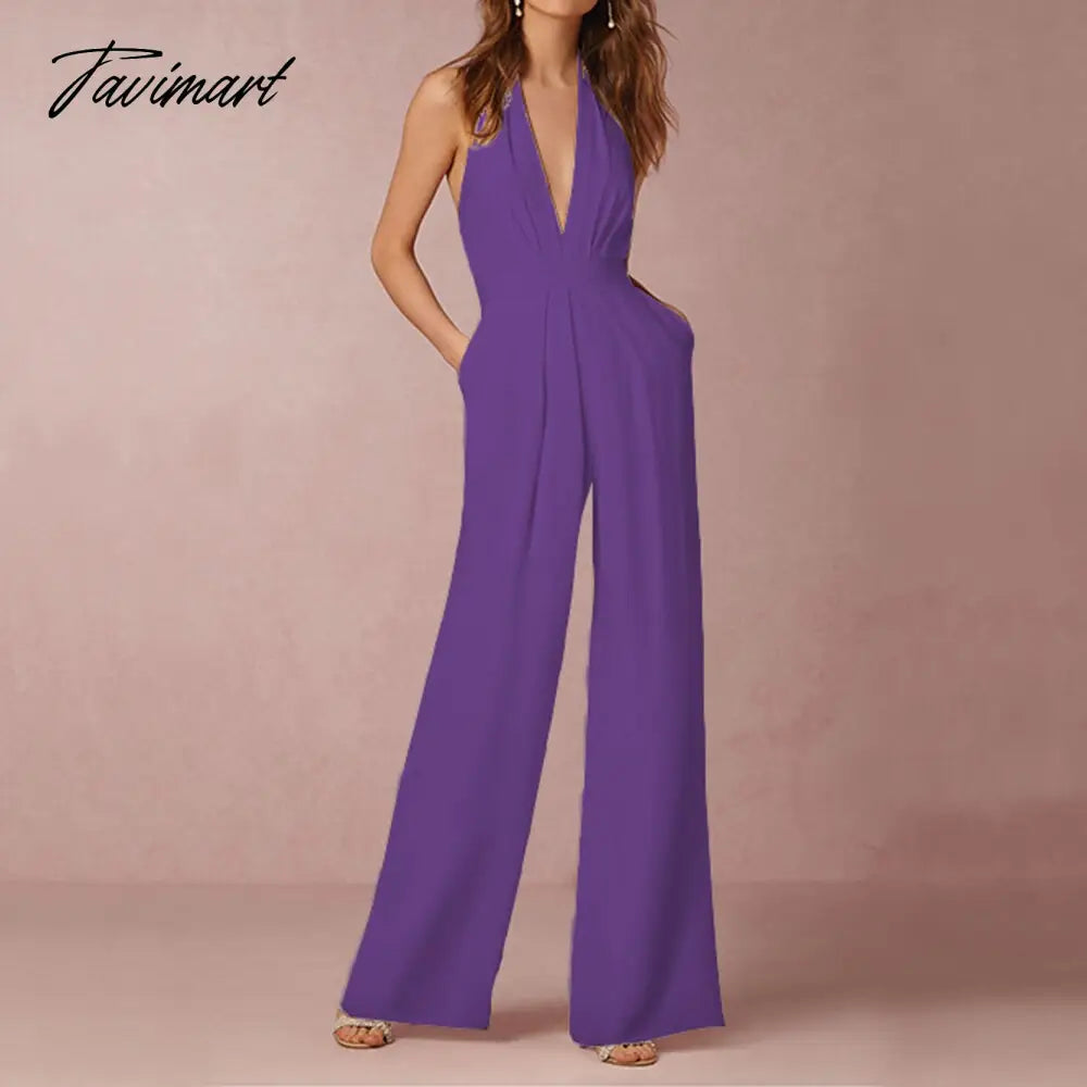 Jumpsuit Women Sexy Polyester White Backless Wide Led Pants Clothing Sleeveless Elegant Female Summ Overalls Rompers