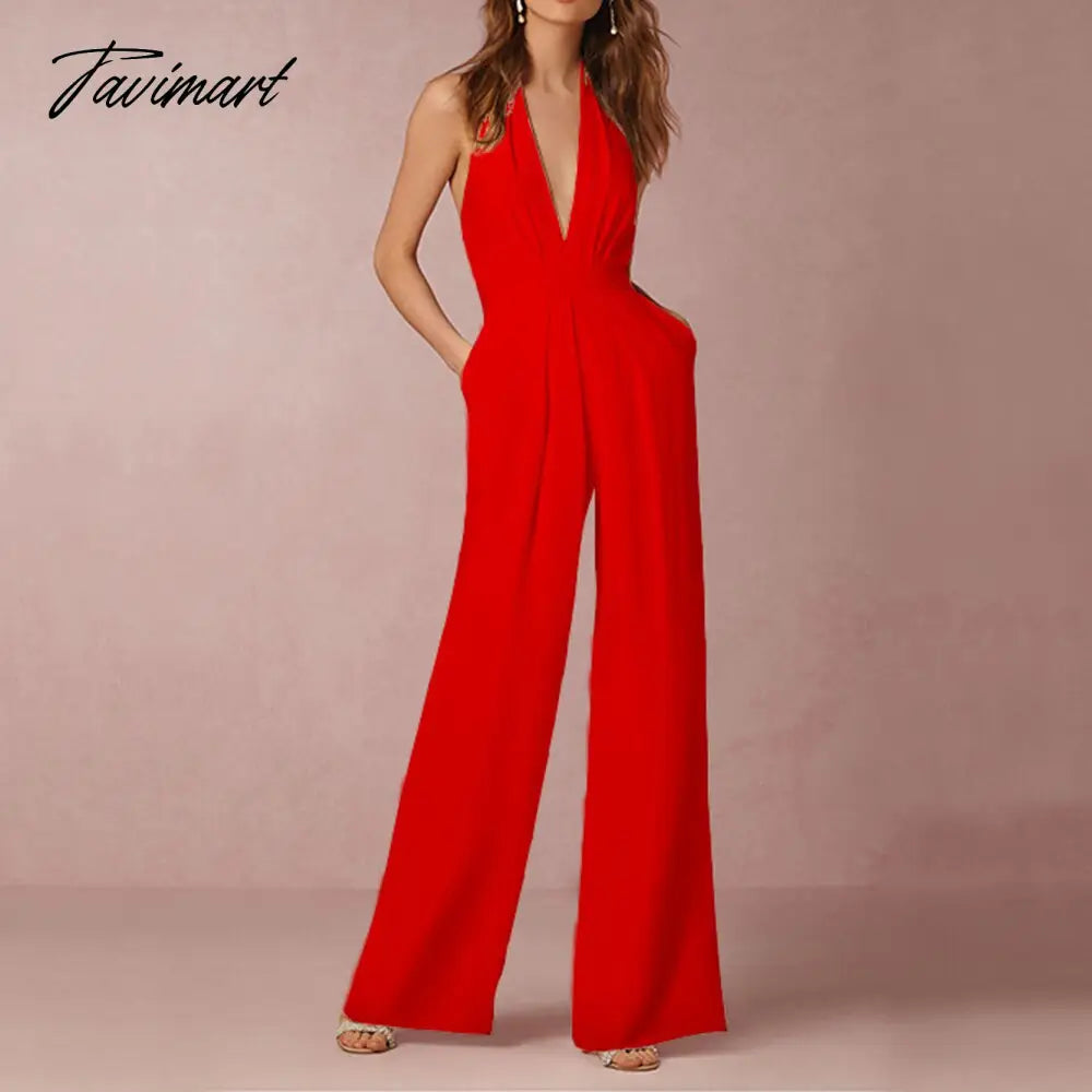 Jumpsuit Women Sexy Polyester White Backless Wide Led Pants Clothing Sleeveless Elegant Female Summ Overalls Rompers