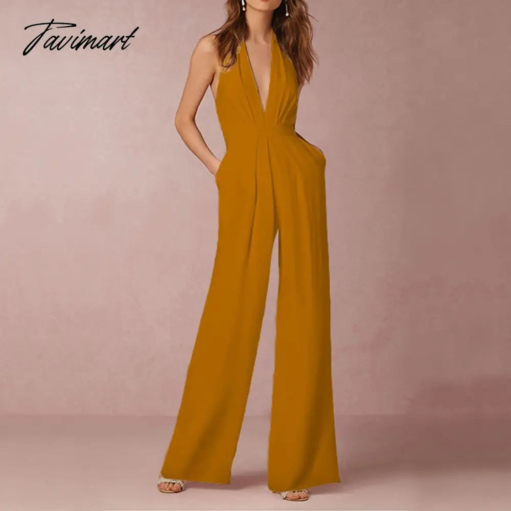 Jumpsuit Women Sexy Polyester White Backless Wide Led Pants Clothing Sleeveless Elegant Female Summ Overalls Rompers
