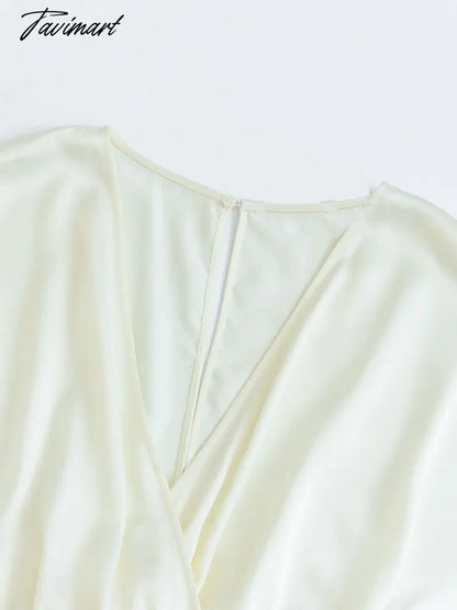 Jumpsuit Women V Neck Raglan Short Sleeve Elegant Vintage Satin Romper Button Open Back Waist Buckle Tie Playsuit Shorts