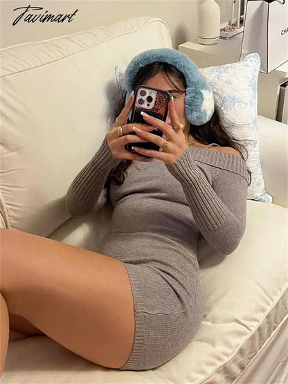 Knit Off-Shoulder Short Jumpsuit For Women Casual Summer Long Sleeve Shorts Playsuit Knitted Slim Bodycon Romper New