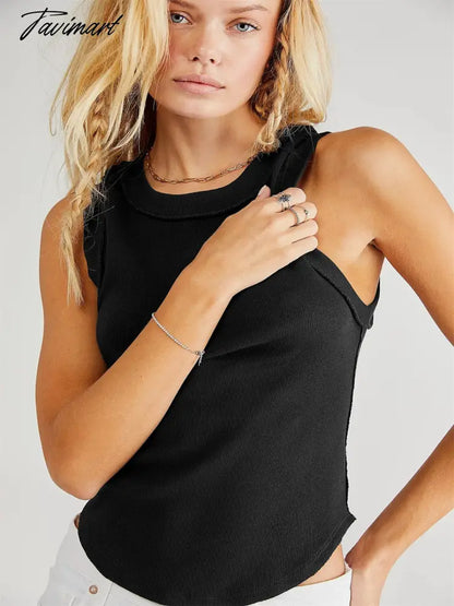 Knitted Summer Hot Tops For Women Soft Viscose Asymmetrical Sleeveless Sexy Tops For Women Fashion White Top Vetement Femme