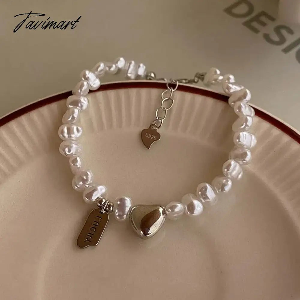 Korean Silver Color Double Layer Pearl Bracelet for Women Girl Simple Elegant Irregular Beaded Chain Bracelet Jewelry Gift