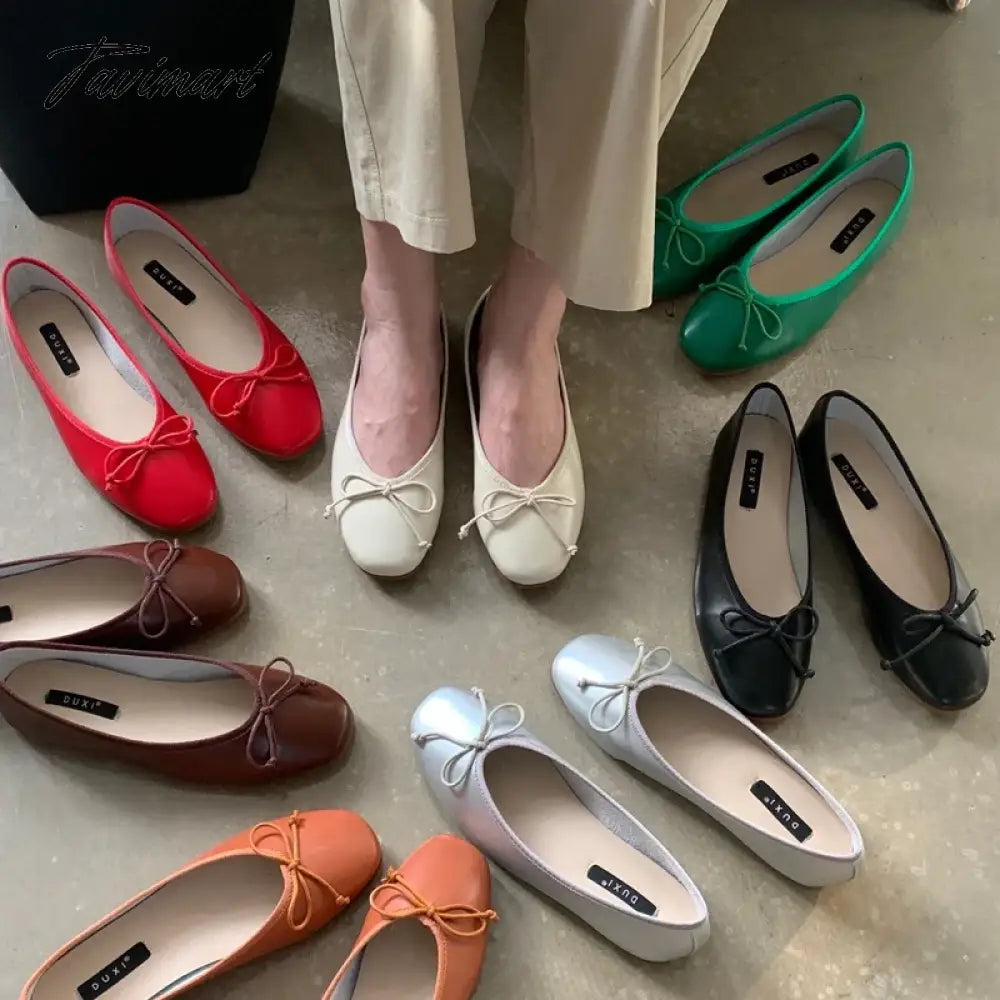 Korean Style Classic Bow Gentle Temperament Shoes Women Round Toe Bowtie Women Slip on Flats Elegant Valentine Shoes