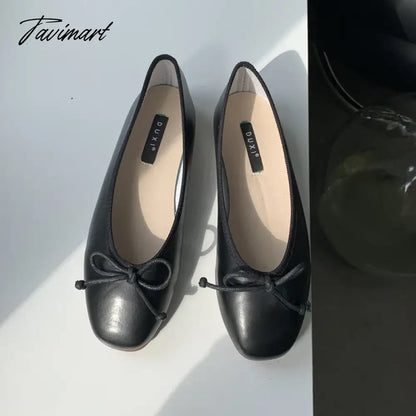 Korean Style Classic Bow Gentle Temperament Shoes Women Round Toe Bowtie Women Slip on Flats Elegant Valentine Shoes