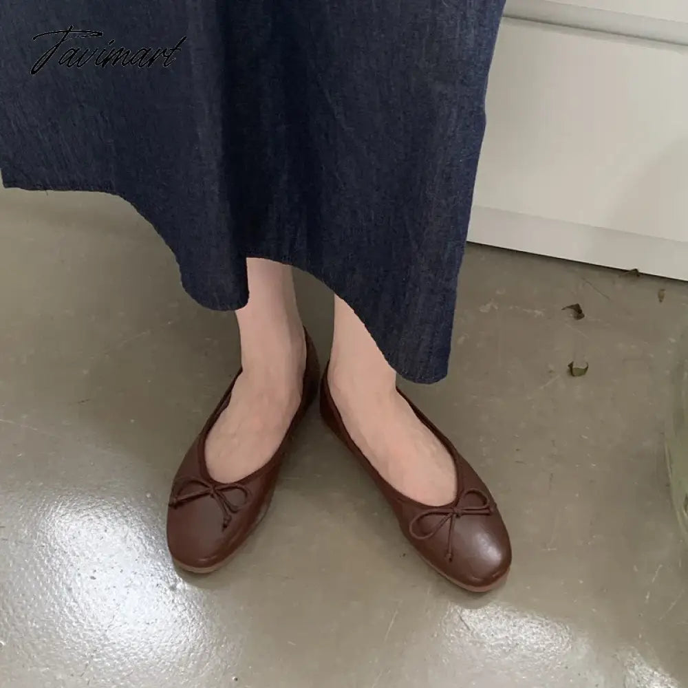 Korean Style Classic Bow Gentle Temperament Shoes Women Round Toe Bowtie Women Slip on Flats Elegant Valentine Shoes