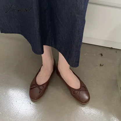 Korean Style Classic Bow Gentle Temperament Shoes Women Round Toe Bowtie Women Slip on Flats Elegant Valentine Shoes