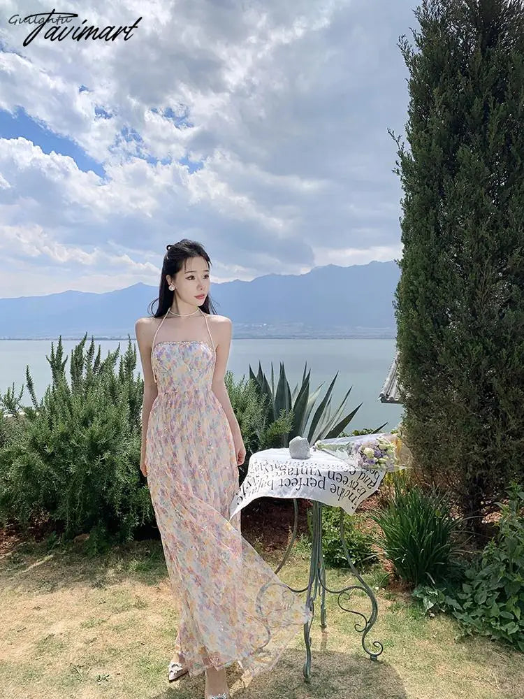 Korean Style Elegant Evening Party Fairy Dress Summer Strapless Sleeveless Off The Shoulder Long Dress Backless Beach Maxi Dress