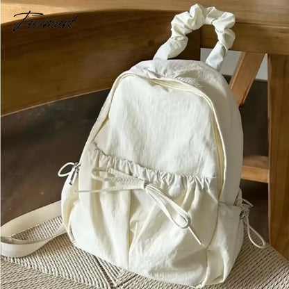 Korean Style Womens Backpack Aesthetic Fashion Elegant Students Small Travel Backpack Lightweight Casual Luxury Female Bag