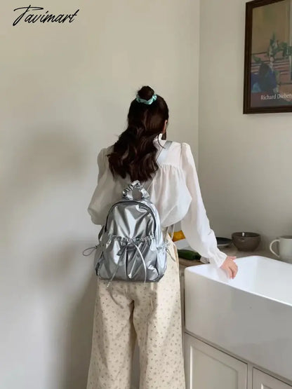 Korean Style Womens Backpack Aesthetic Fashion Elegant Students Small Travel Backpack Lightweight Casual Luxury Female Bag