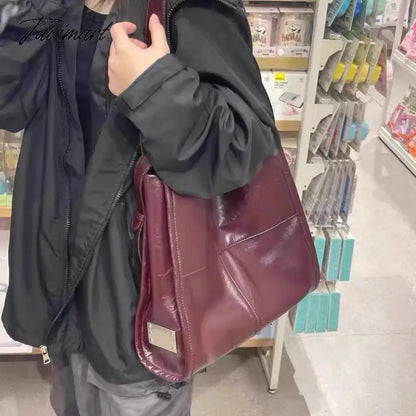 Korean Vintage Tote Bag For Women Luxury Designer Handbag Purses 2024 New In PU Oil Wax Leather Sequined Large Capacity Shoulder