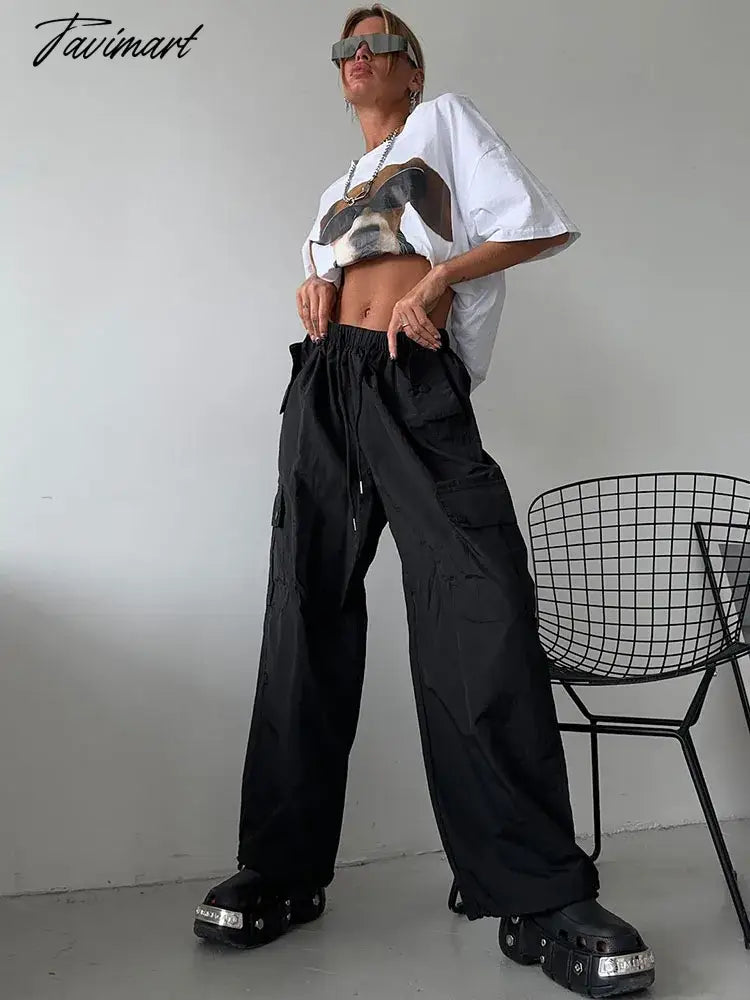 Lace Up Cargo Pants Women Summer High Waist Loose Solid Long Pant Femme Streetwear Casual Baggy Bottoms Women's Clothing