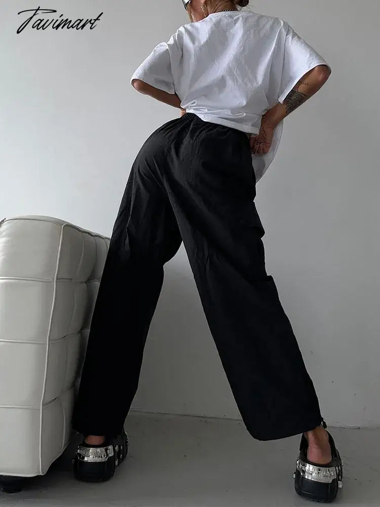 Lace Up Cargo Pants Women Summer High Waist Loose Solid Long Pant Femme Streetwear Casual Baggy Bottoms Women's Clothing