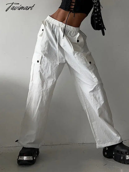 Lace Up Cargo Pants Women Summer High Waist Loose Solid Long Pant Femme Streetwear Casual Baggy Bottoms Women's Clothing