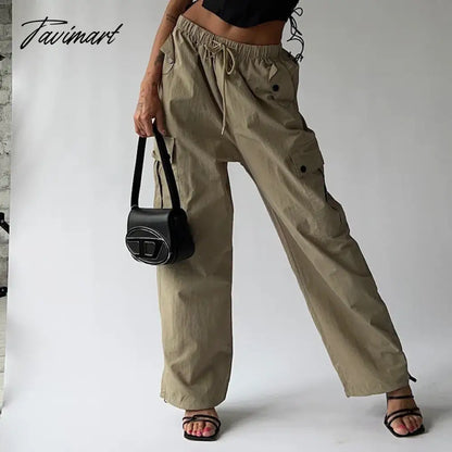 Lace Up Cargo Pants Women Summer High Waist Loose Solid Long Pant Femme Streetwear Casual Baggy Bottoms Women's Clothing