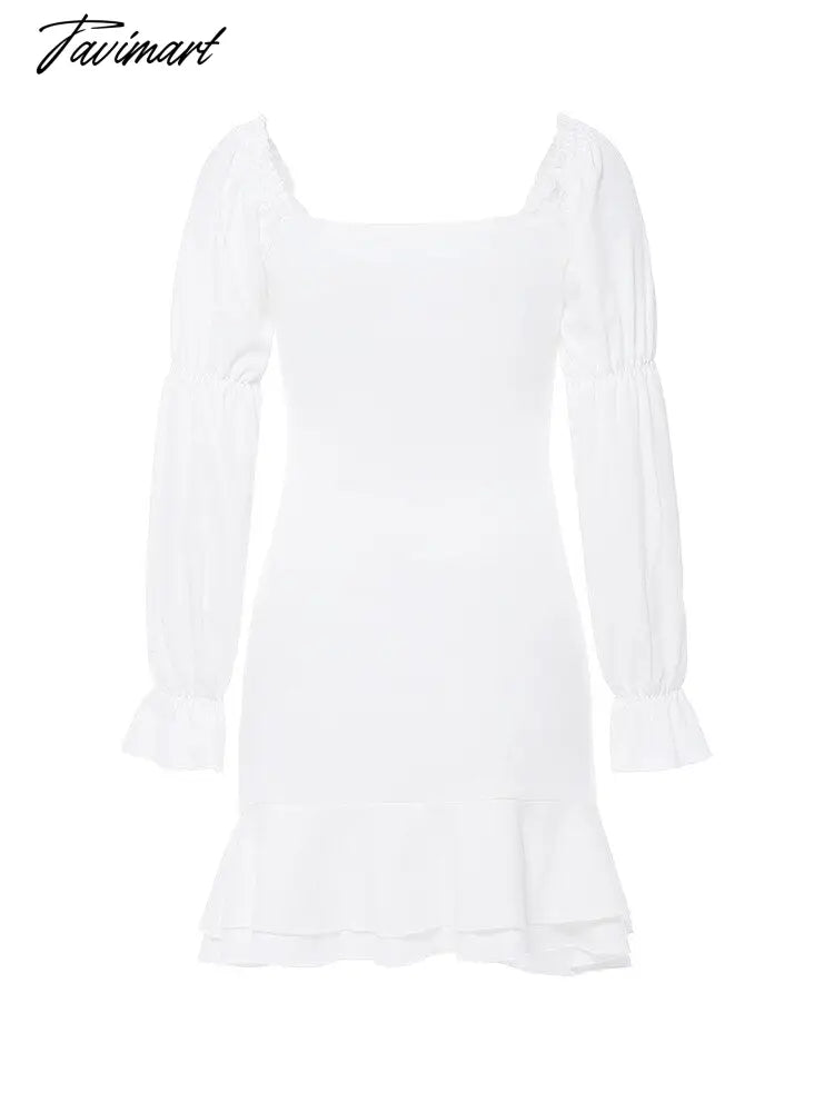 Ladies Sexy One-Line Neck Two-Wear Backless Party Mini Dress Fashion Solid Long Lantern Sleeve Dresses Spring Elegant Slim Dress