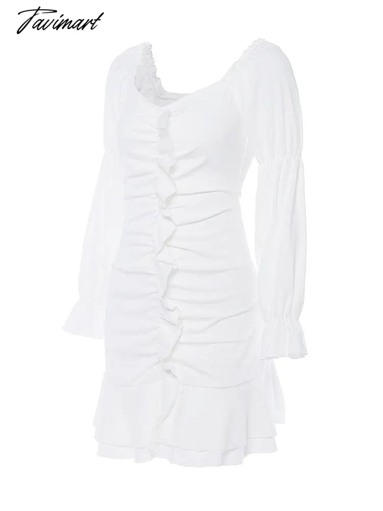 Ladies Sexy One-Line Neck Two-Wear Backless Party Mini Dress Fashion Solid Long Lantern Sleeve Dresses Spring Elegant Slim Dress